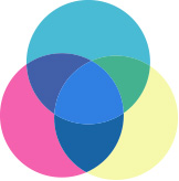 킨텍스 블루의 RGB 원 모양 이미지