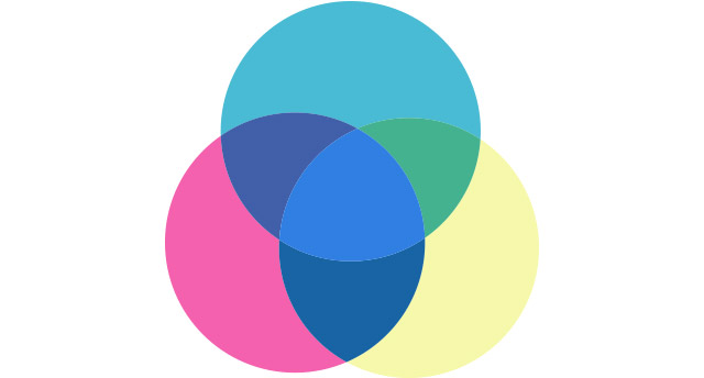 킨텍스 블루의 RGB 원 모양 이미지